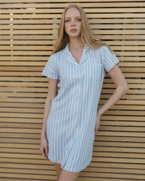 Icy Stripe نايت شيرت كلاسيك حريمي بزراير