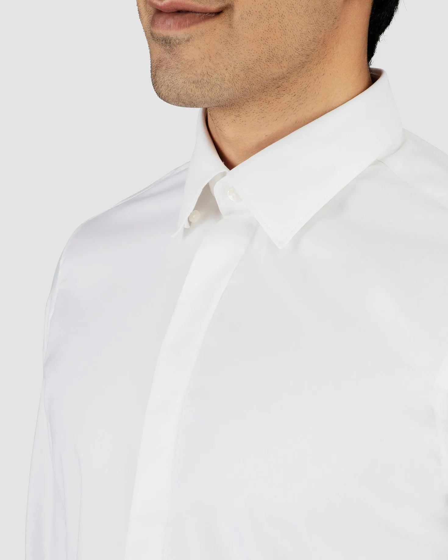 Icy White Stretch Twill Shirt
