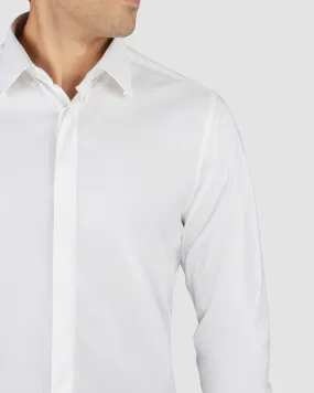 Icy White Stretch Twill Shirt