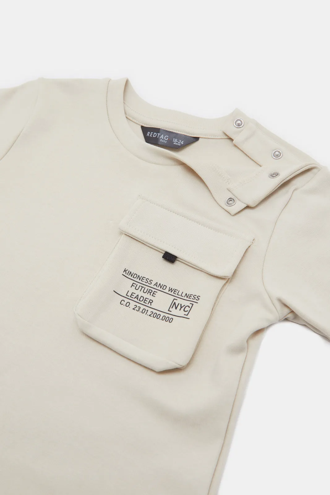 Infant Boys Cream Pocket T-Shirt And Short Set (2 Piece)