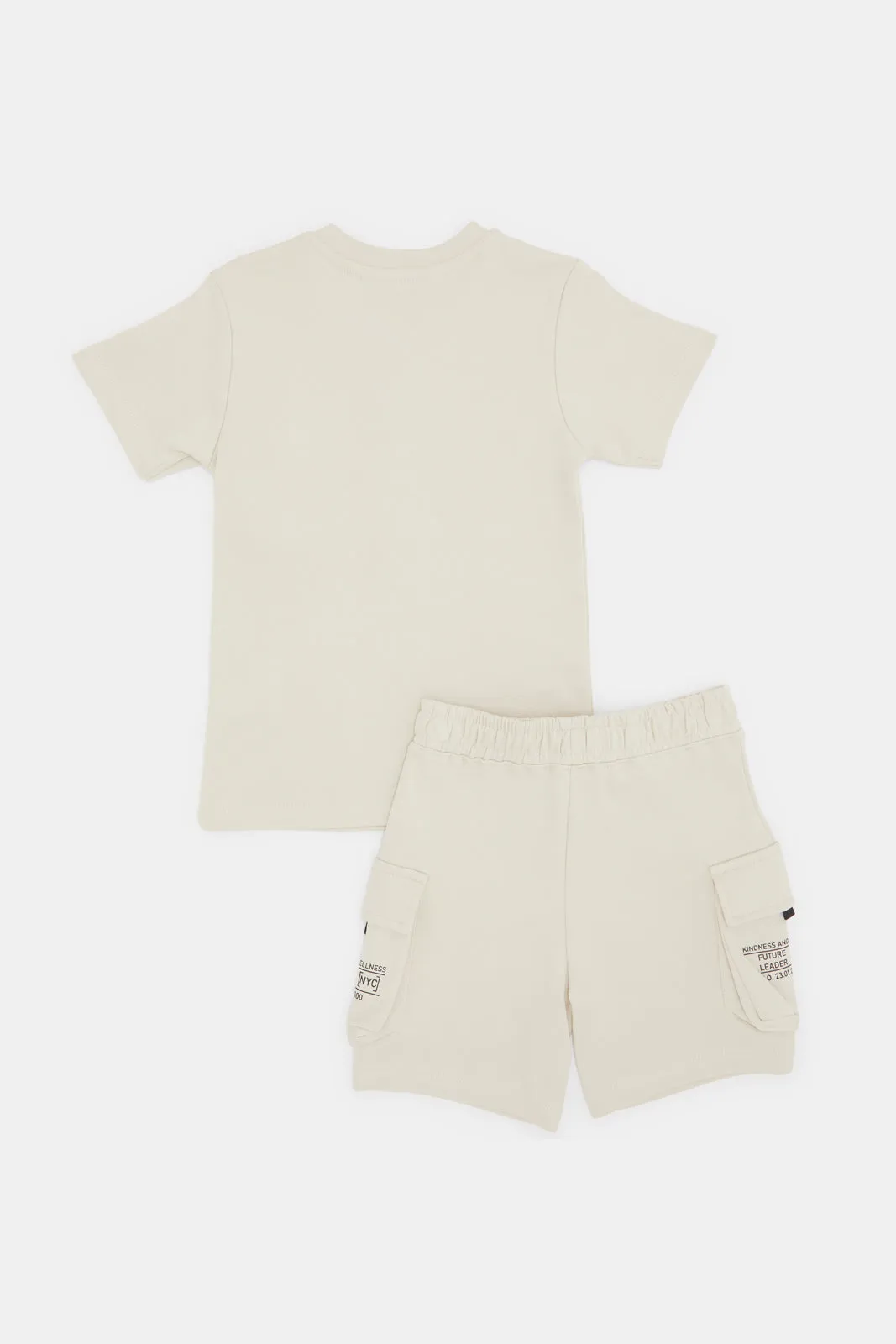 Infant Boys Cream Pocket T-Shirt And Short Set (2 Piece)