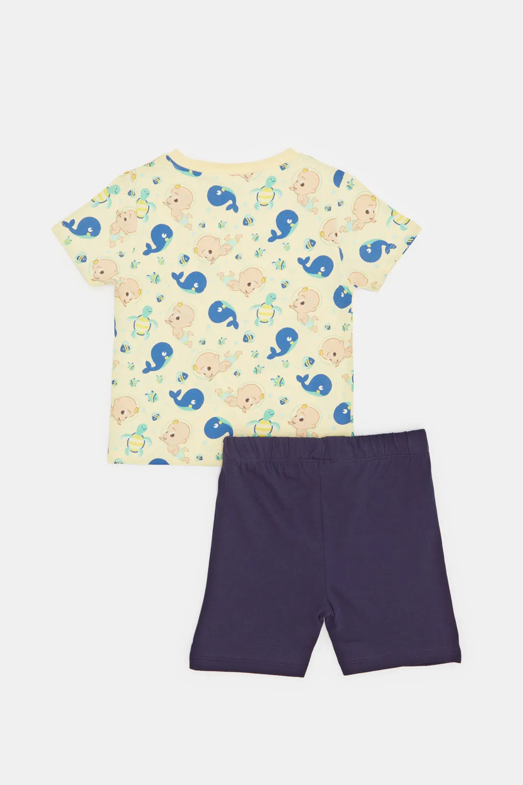 Infant Boys Printed Colomelon With  Navy Short Set (2 Piece)