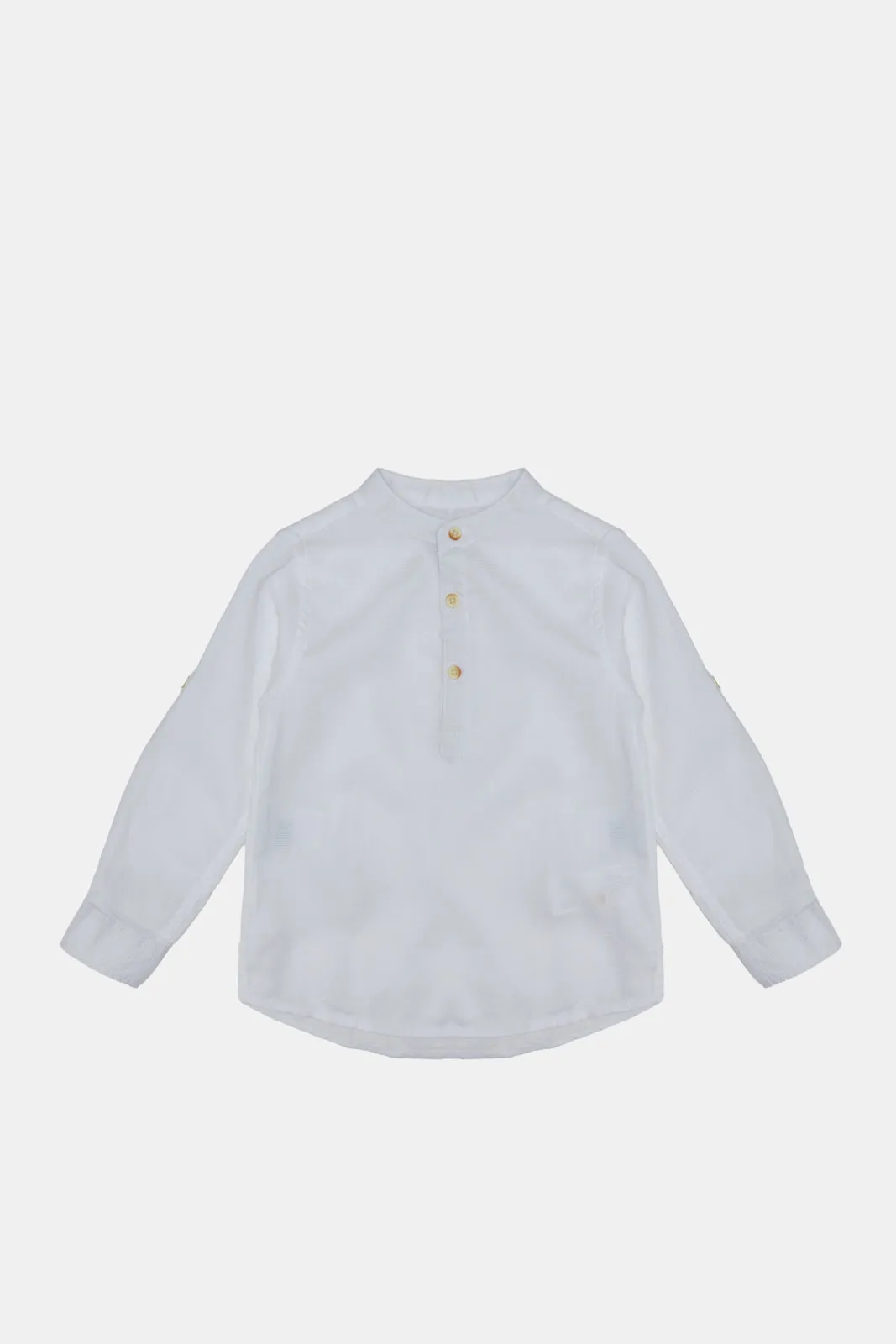Infant Boys White Mandarin Kurta Shirt