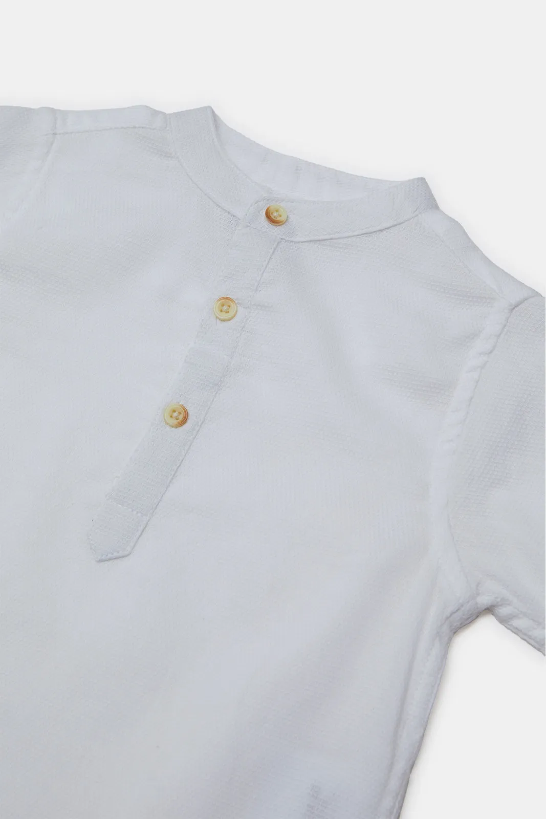 Infant Boys White Mandarin Kurta Shirt
