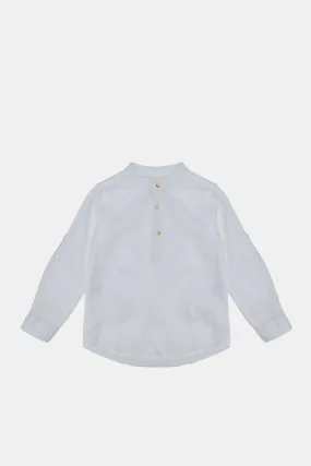Infant Boys White Mandarin Kurta Shirt