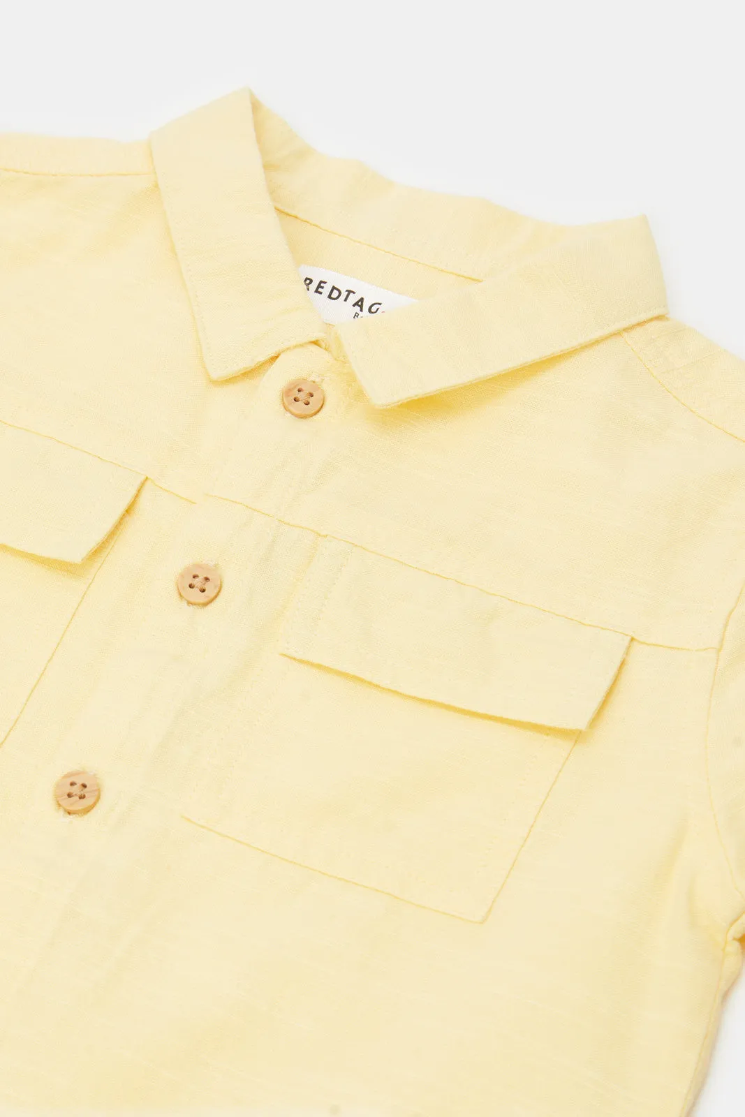 Infant Boys Yellow Utility Short Sleeve Shirt