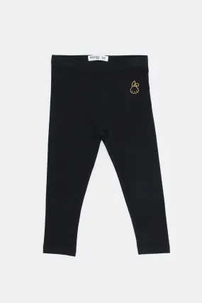 Infant Girls Black Placement Print Leggings