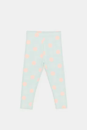 Infant Girls Blue Dotted Leggings