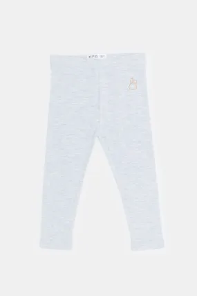 Infant Girls Grey Melange Print Leggings