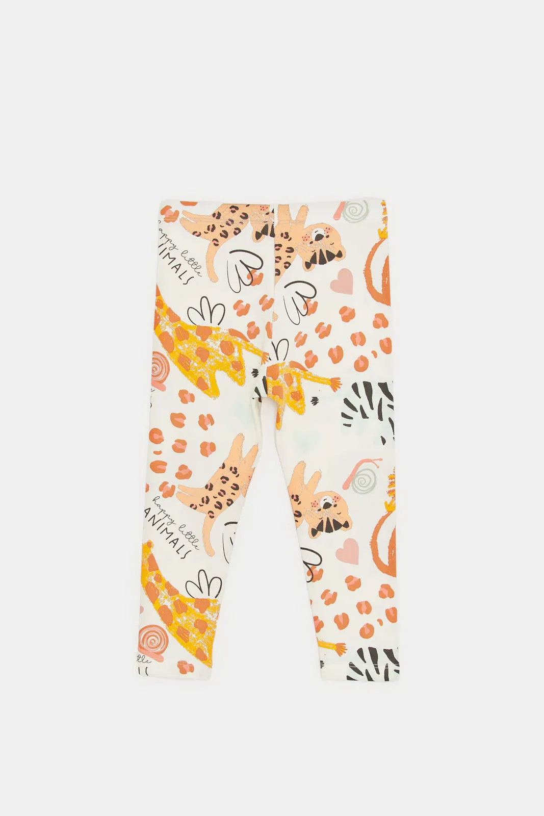 Infant Girls Ivory Animal Print Leggings