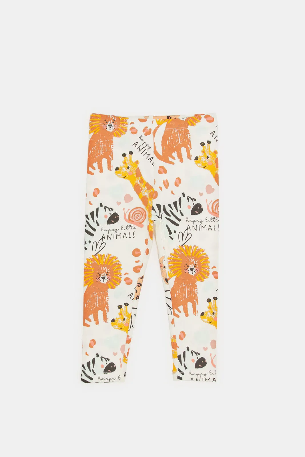 Infant Girls Ivory Animal Print Leggings