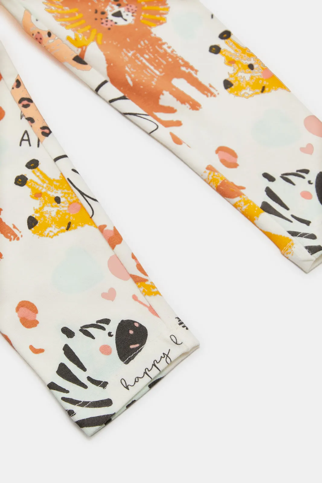 Infant Girls Ivory Animal Print Leggings