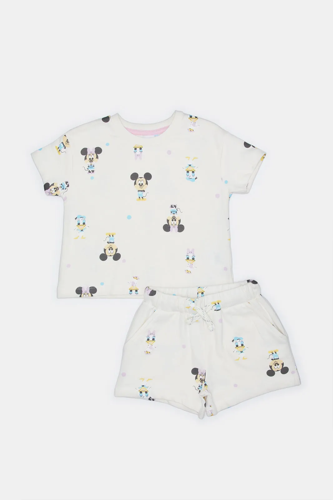 Infant Girls Ivory Mickey And Daisy Set (2 Piece)