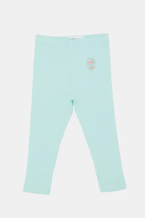 Infant Girls Mint Embroidered Leggings