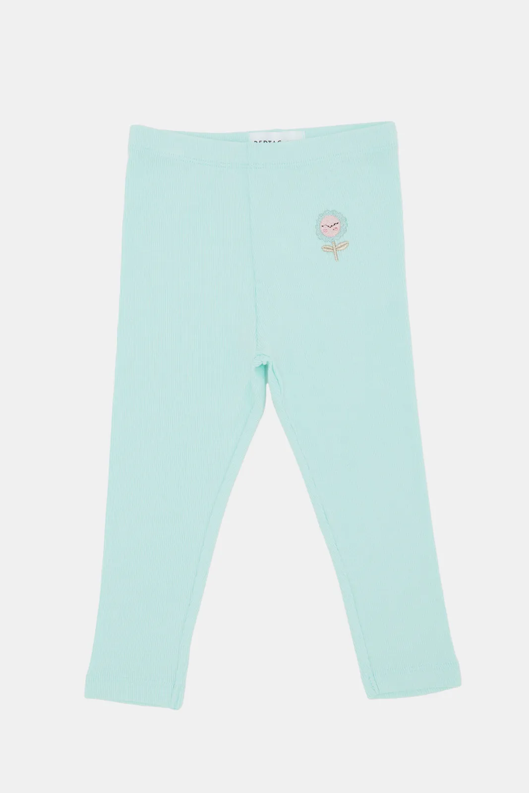 Infant Girls Mint Embroidered Leggings