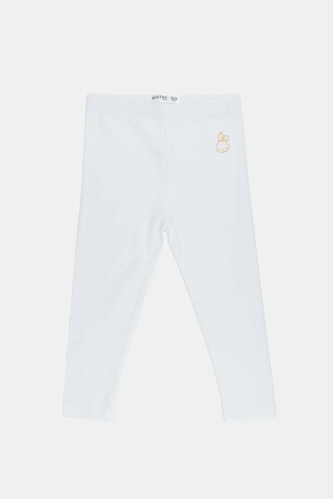 Infant Girls White Placement Print Basic Legging