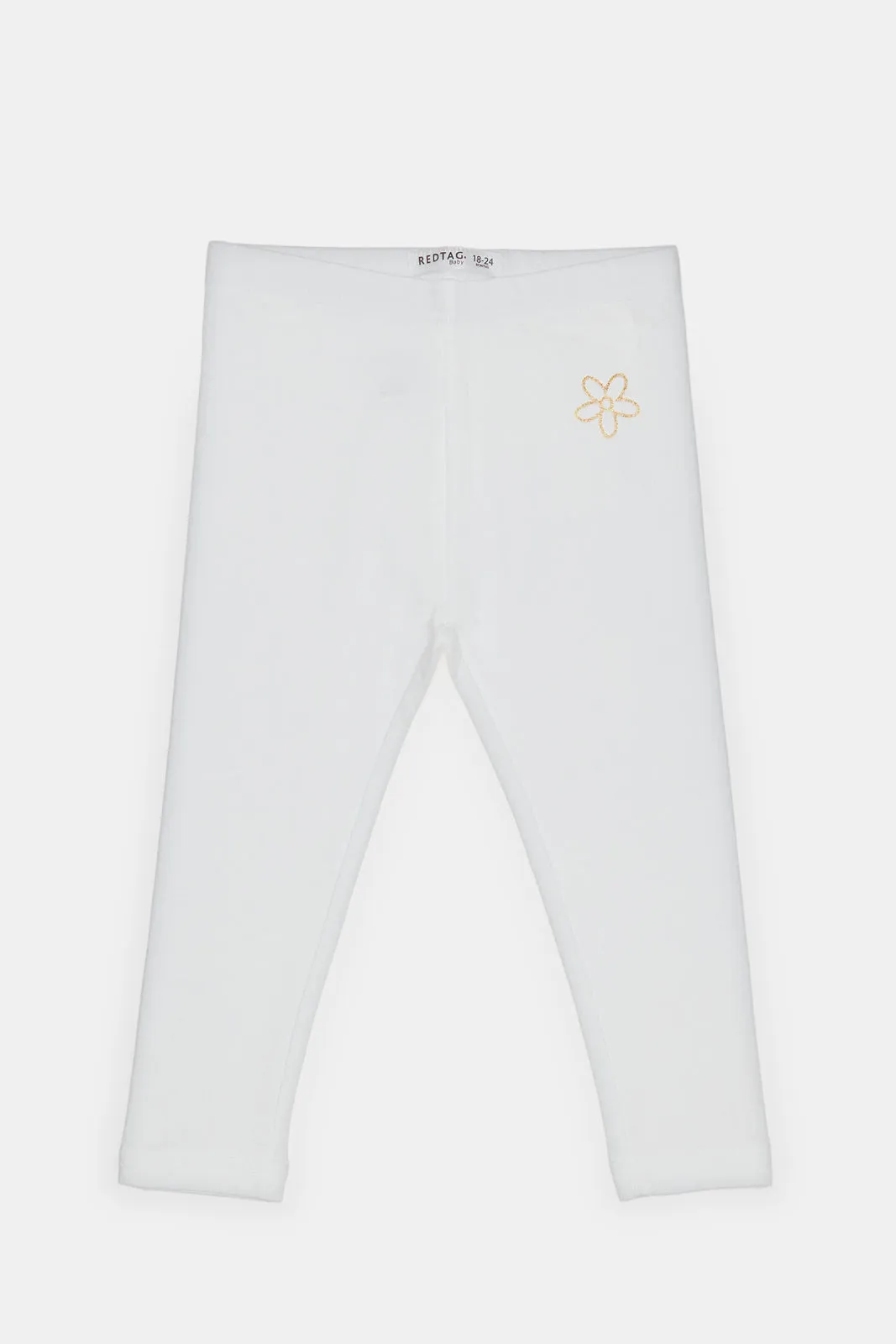Infant Girls White Solid Leggings