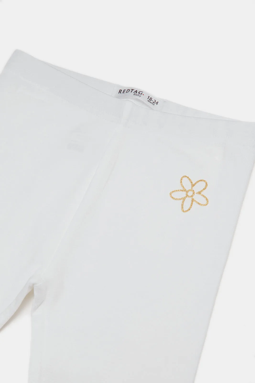 Infant Girls White Solid Leggings