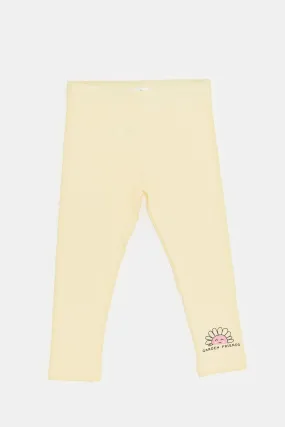 Infant Girls Yellow Printed Leggings
