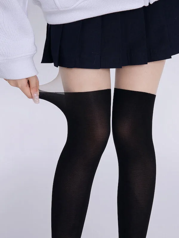 JK style stockings-effect tights