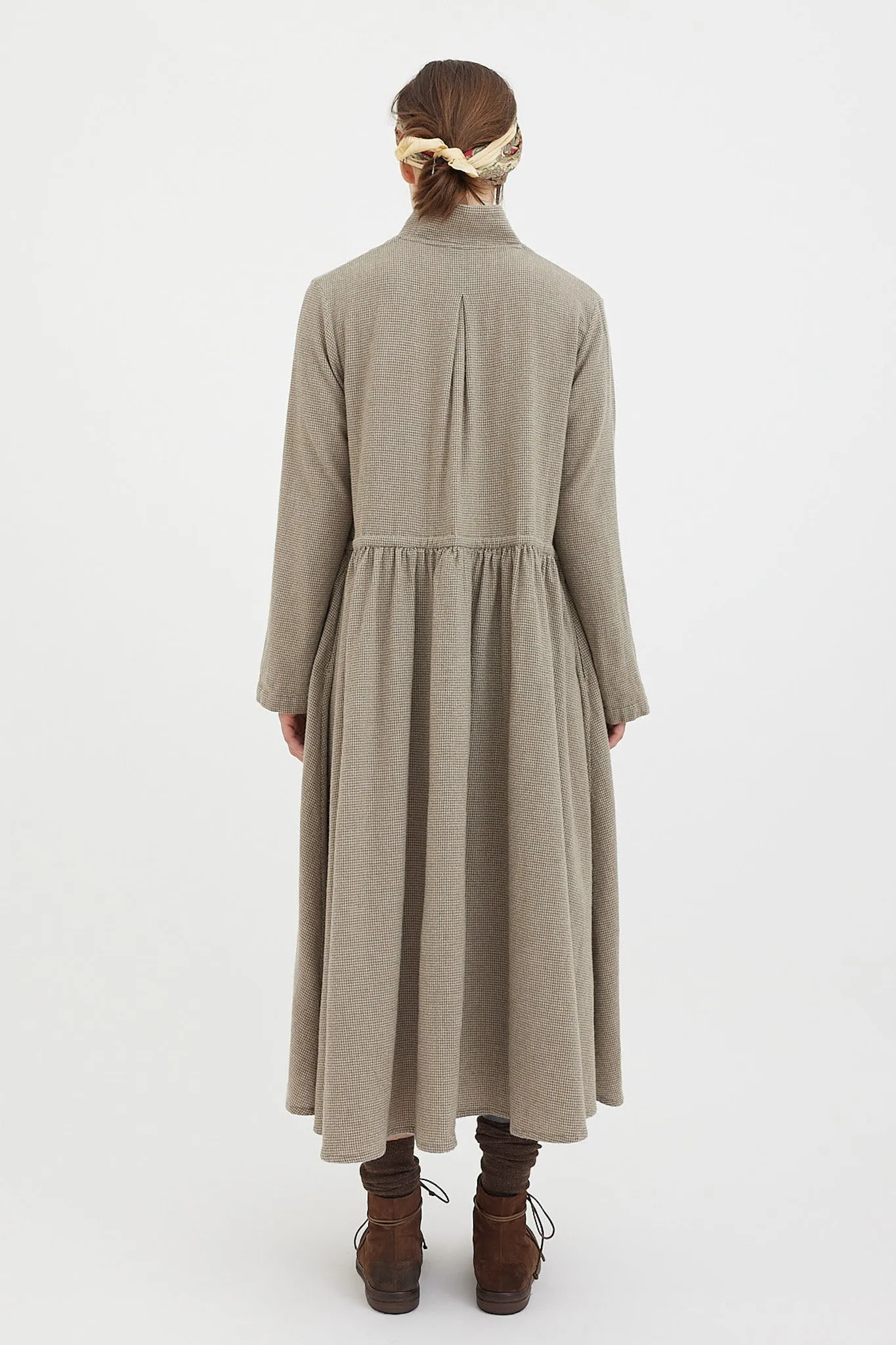 Kaval - Stand Collar Gather One Piece
