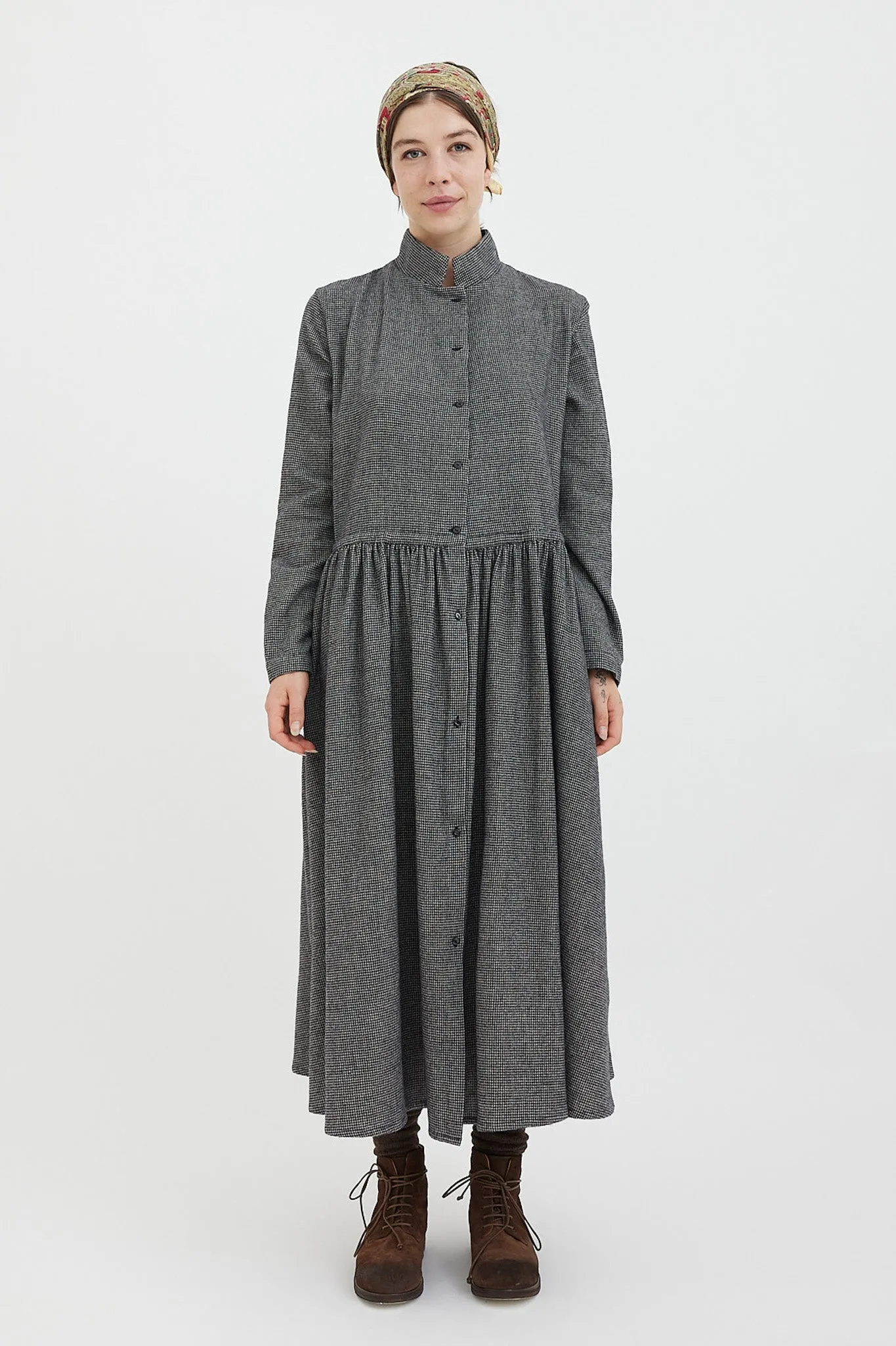 Kaval - Stand Collar Gather One Piece