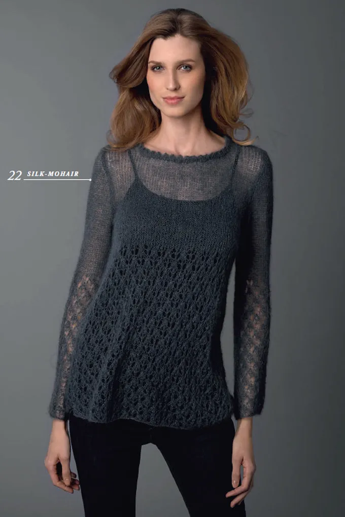 Knit kit Lace Pullover gestrickt aus Mohair mit Seide von Katia