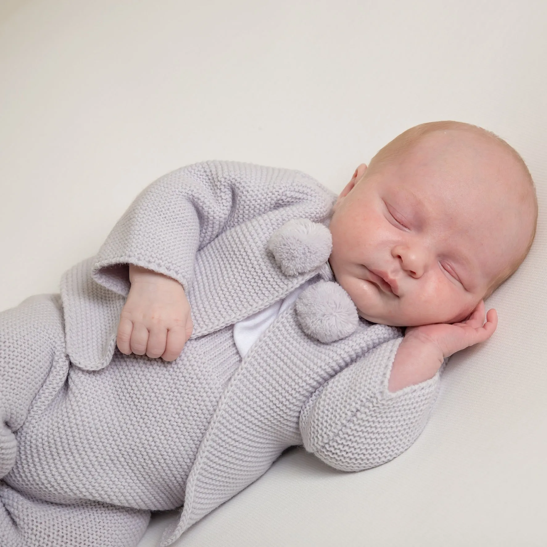 Light Grey Knitted Pom 2 Piece Outfit