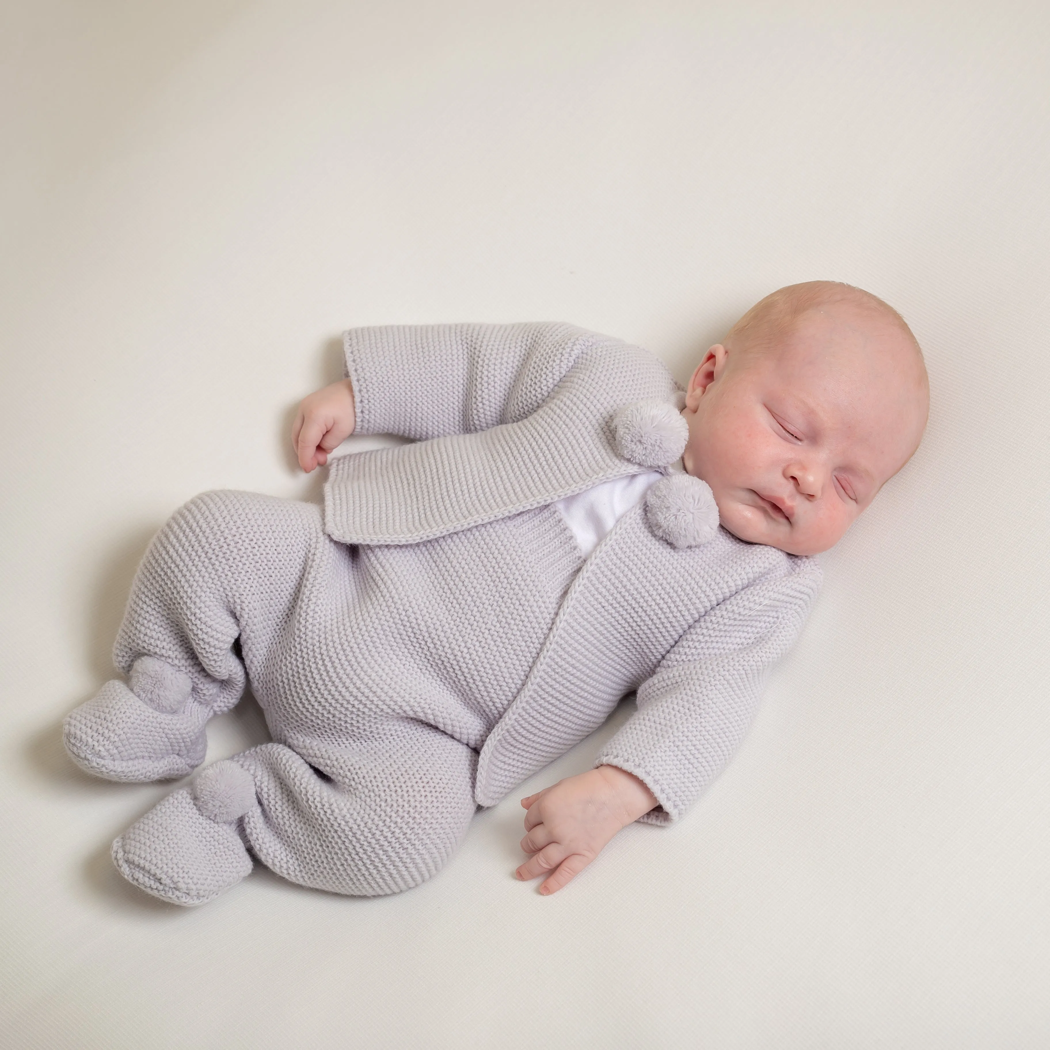 Light Grey Knitted Pom 2 Piece Outfit