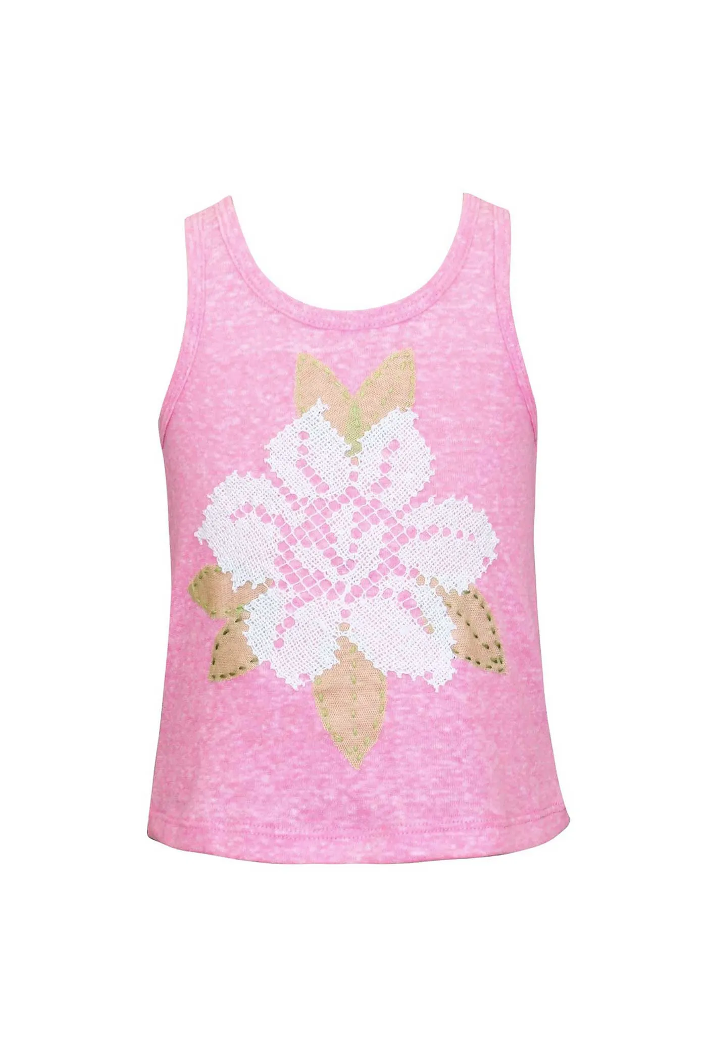 Little Girls Mesh Flower Tank Top