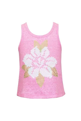 Little Girls Mesh Flower Tank Top