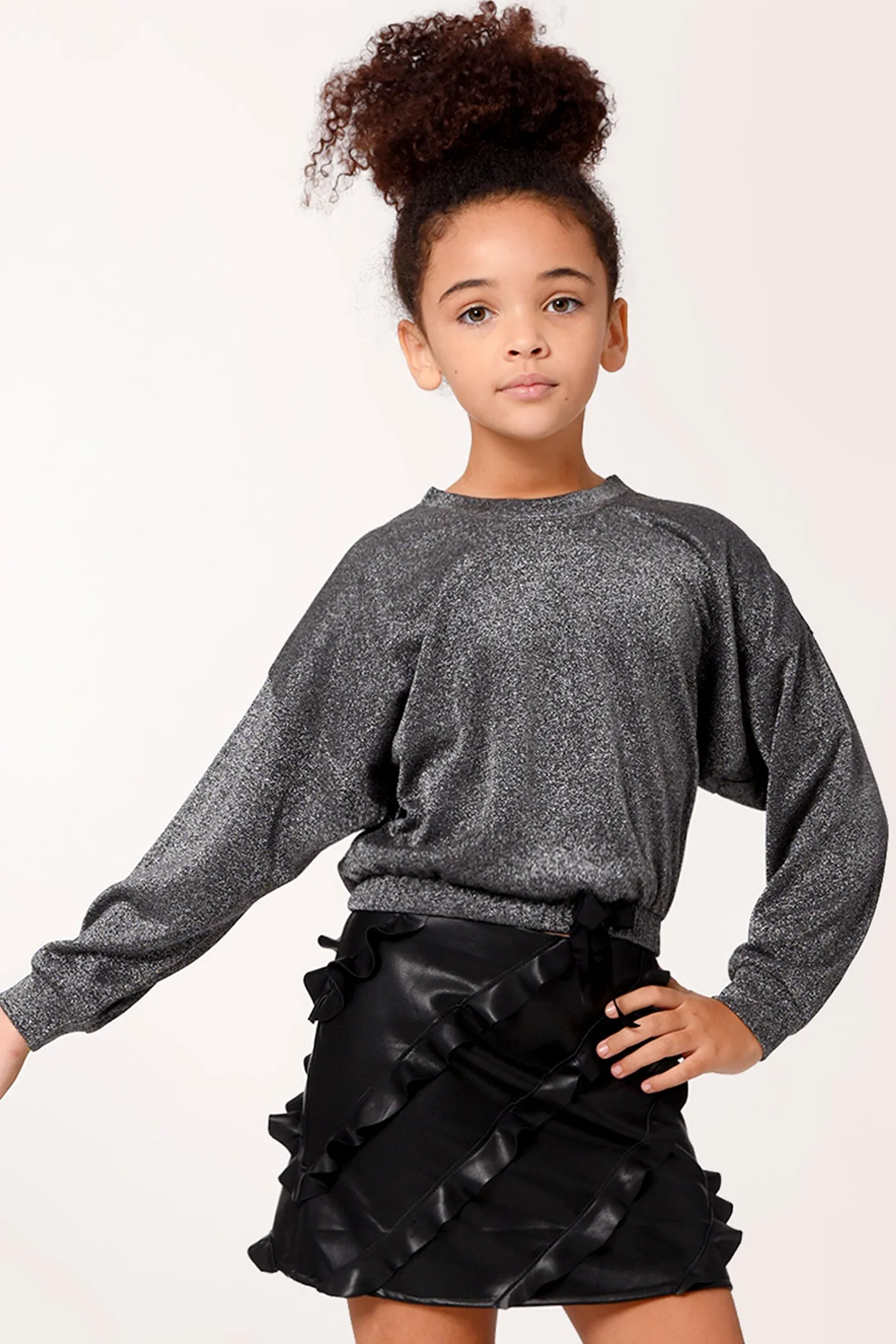 Little Girl's Metallic Shimmer Sweatshirt