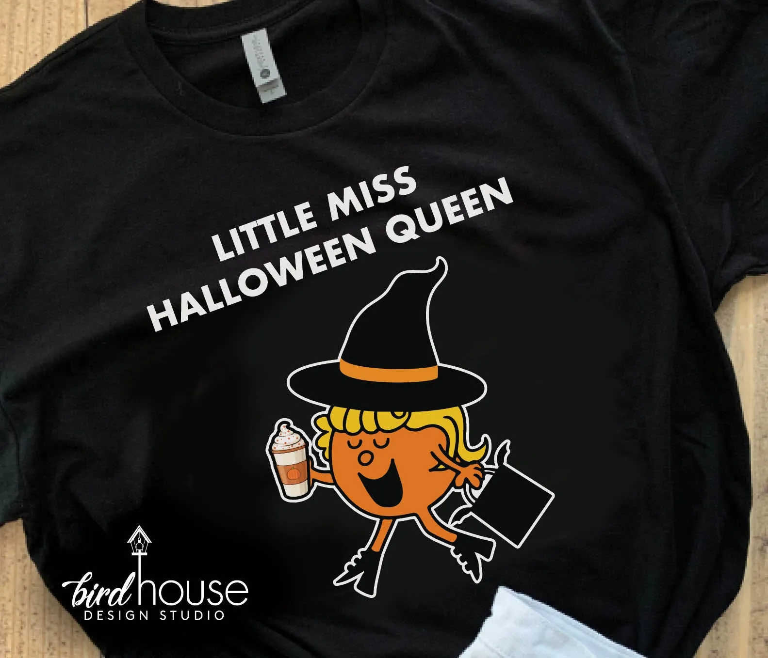 Little Miss Halloween Queen Shirt, FULL COLOR Pumpkin Spice Latte