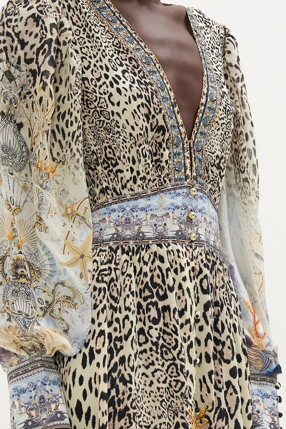 LONG BUTTON FRONT DRESS SEAHORSE SONNET