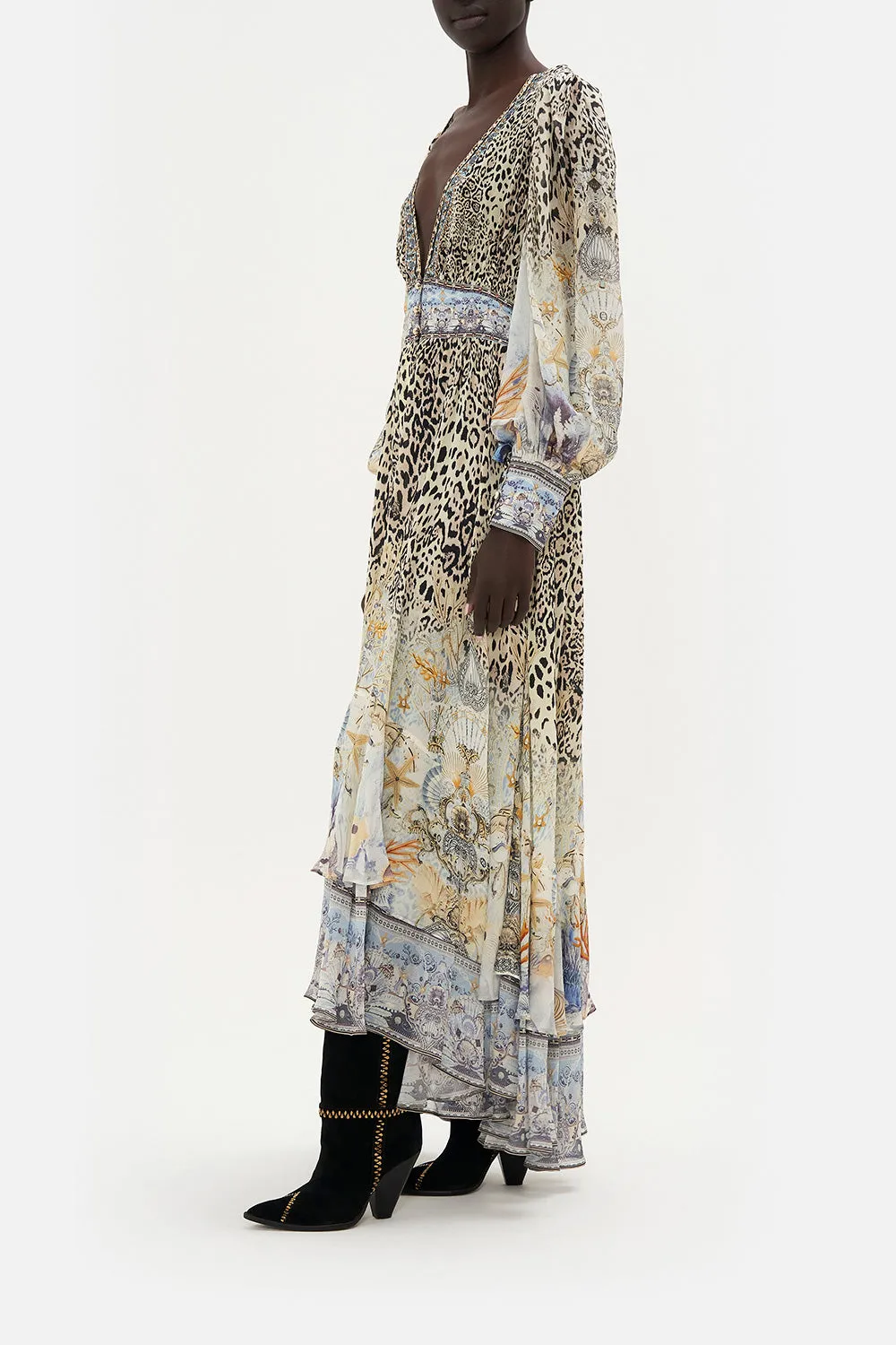 LONG BUTTON FRONT DRESS SEAHORSE SONNET