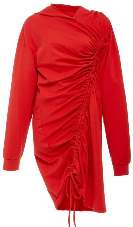 Long Sleeve Drawstring Ruched Pullover Hooded Sweatshirt