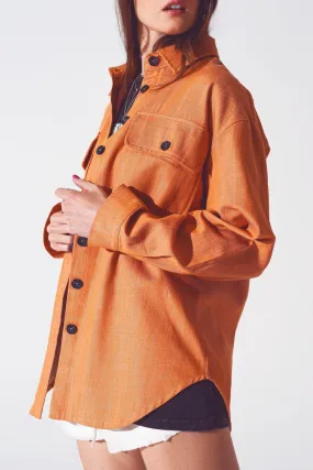 Long Sleeve Shacket In Orange