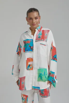 LS Oversized Shirt - Montage White