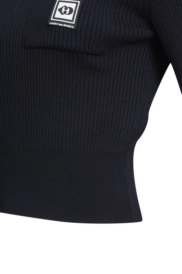 [LUCKY des SPORTS] Zip-up Half Sleeve Knit Pullover