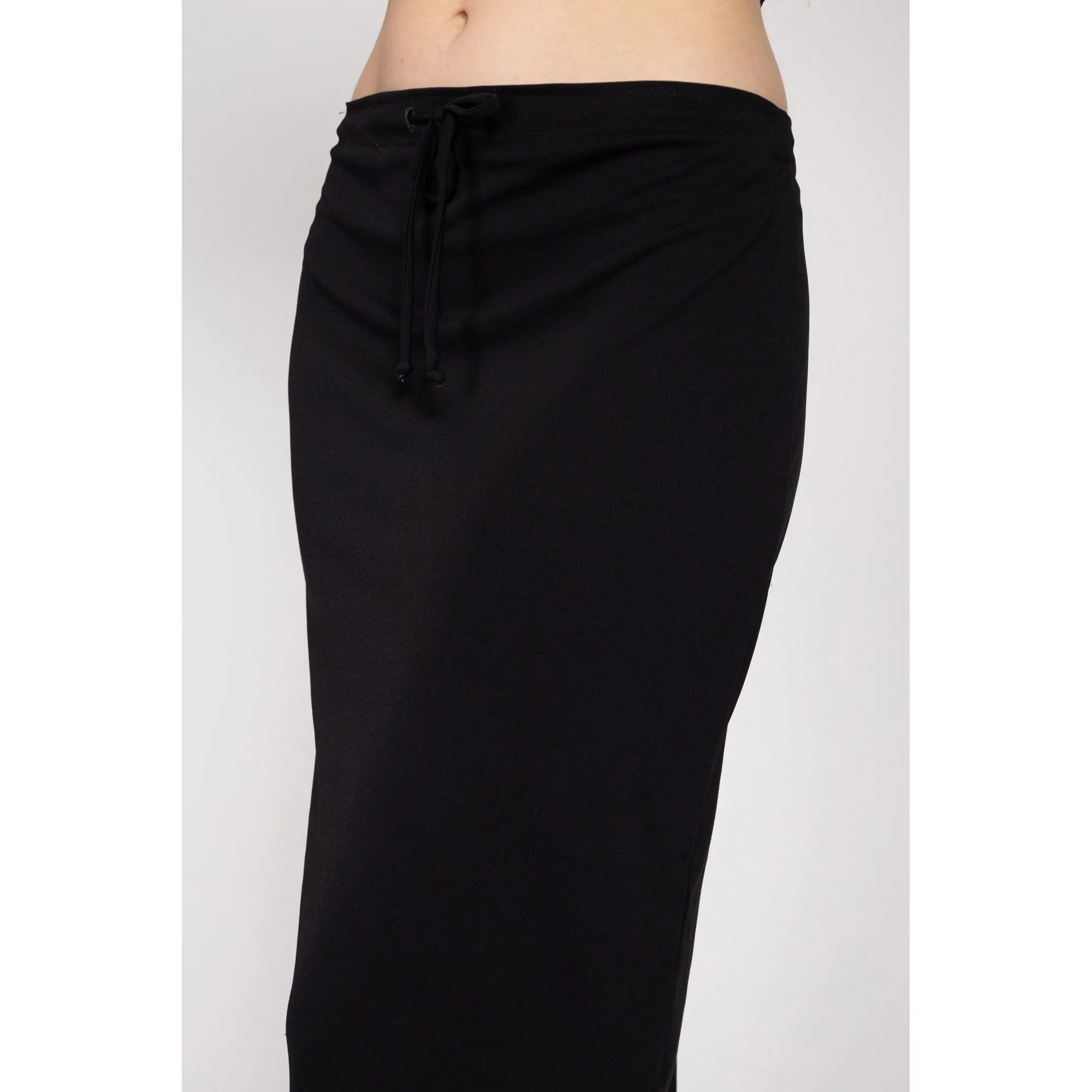 Medium 90s Black Drawstring Waist Maxi Skirt