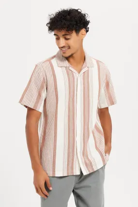 Men Assorted Striped Textured Collar Shirt