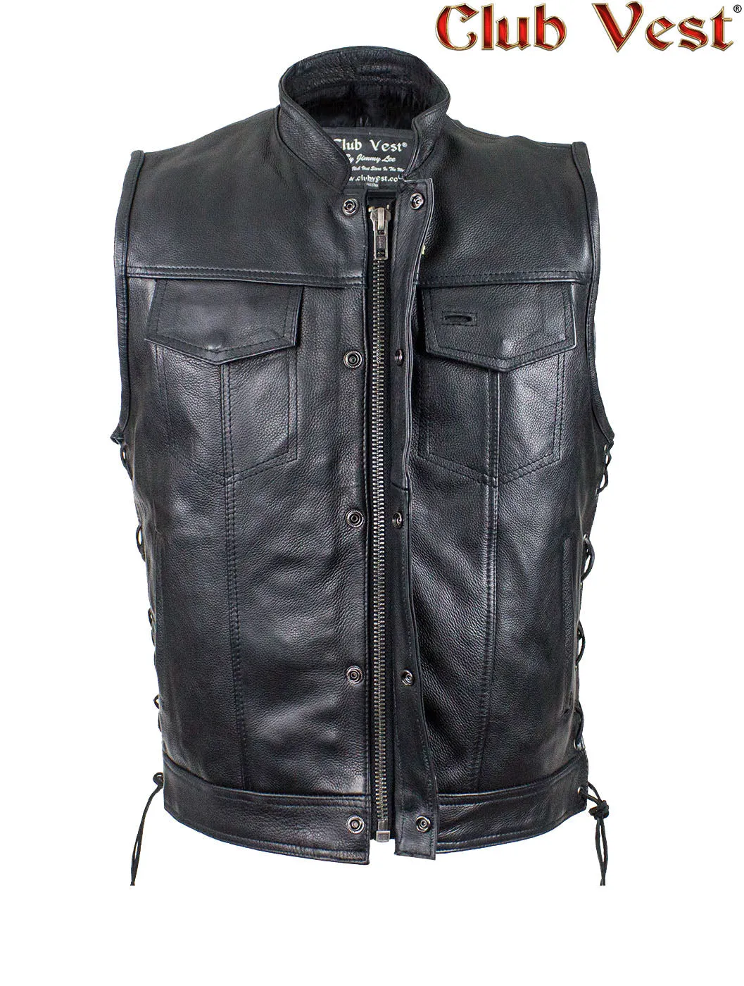 Men's Black Liner Naked Cowhide Gun Pocket With Zipper And Snap Vest by Club Vest®