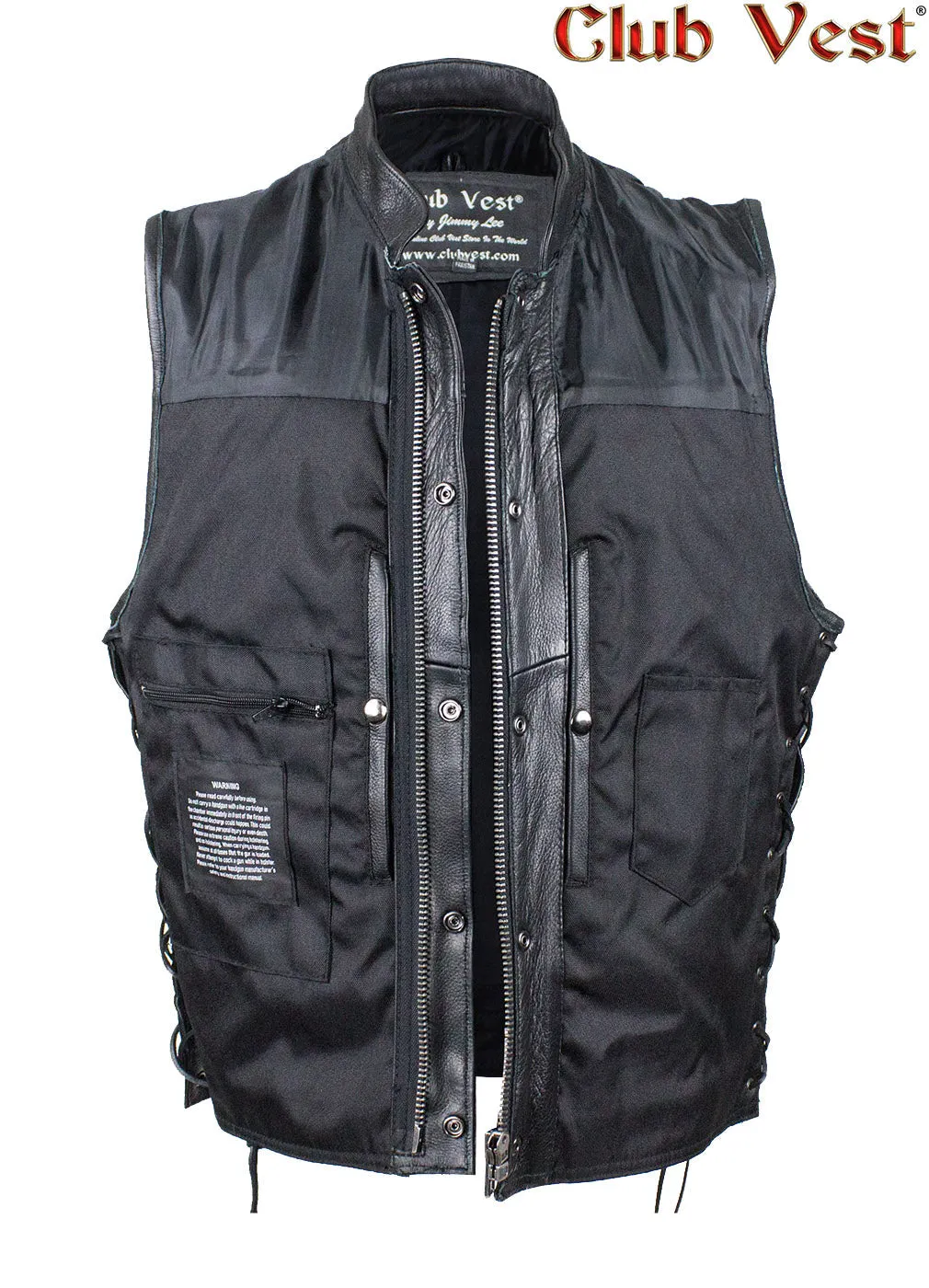 Men's Black Liner Naked Cowhide Gun Pocket With Zipper And Snap Vest by Club Vest®