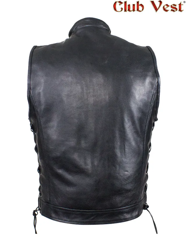 Men's Black Liner Naked Cowhide Gun Pocket With Zipper And Snap Vest by Club Vest®