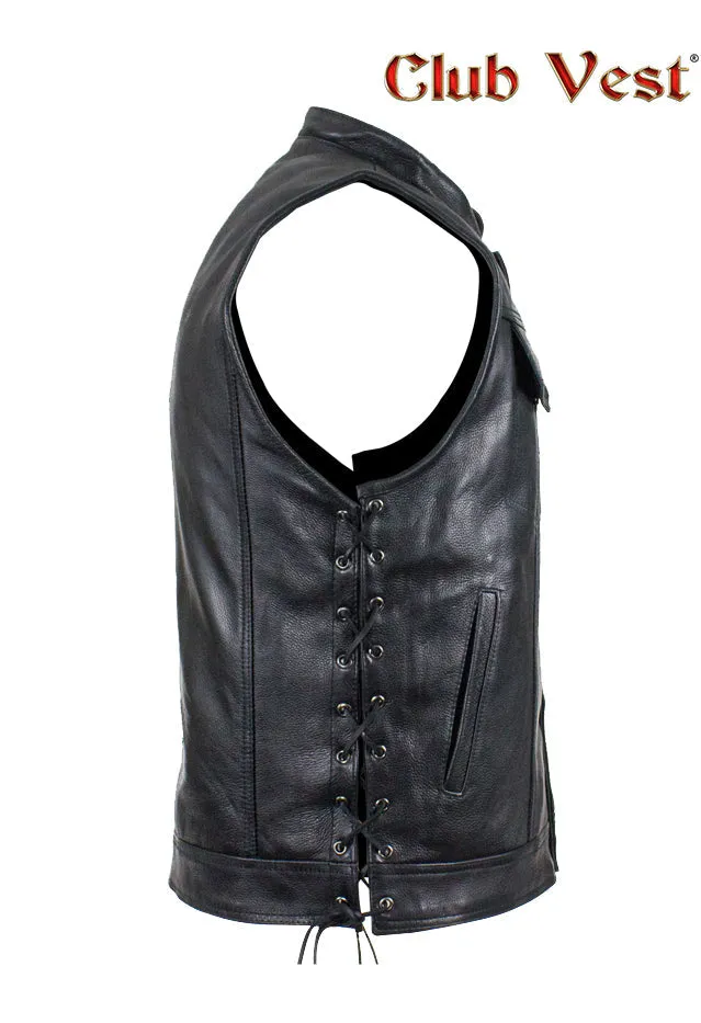 Men's Black Liner Naked Cowhide Gun Pocket With Zipper And Snap Vest by Club Vest®