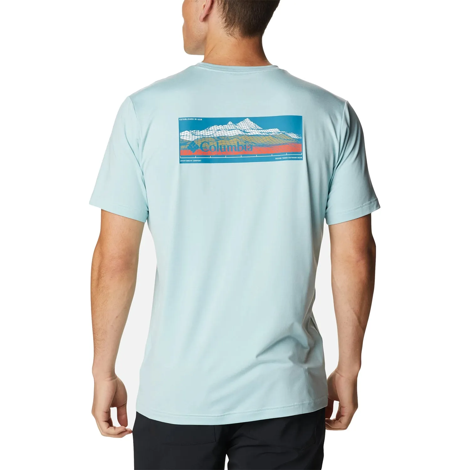 Men's Columbia Tech Trail Graphic Tee Icy Morn Heather/Off Grid
