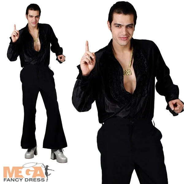 Men's Disco Ruffle Shirt 70s Saturday Night Fever Costume