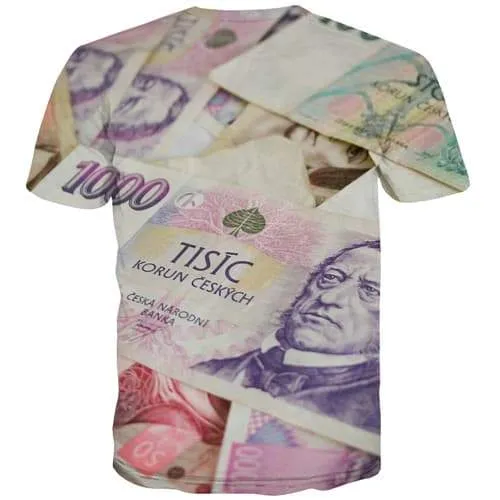 Money T-shirt Men Harajuku Tshirts Novelty Czech Republic Tshirt Anime Abstract Shirt Print Gothic T-shirts 3d Short Sleeve