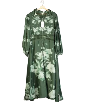 Monsoon Green Amari Floral Midi Shirt Dress UK 22