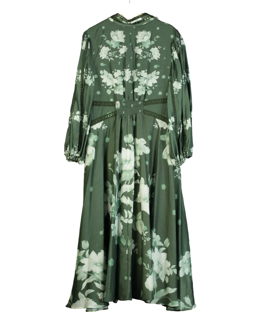 Monsoon Green Amari Floral Midi Shirt Dress UK 22